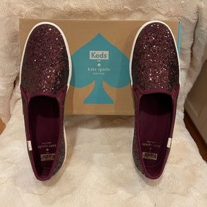 Kate Spade Keds Purple Red Glitter Shoes Women's Size 10